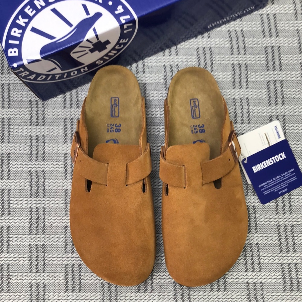 BEST NWT | Women's Mink Suede Birkenstock Boston Shoes - Narrow Fit